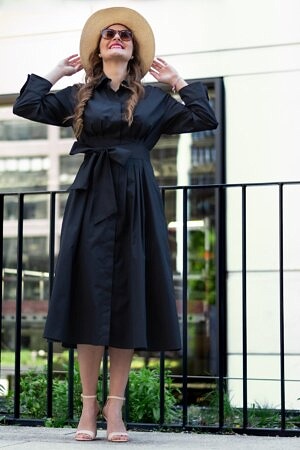 Czarna długa sukienka koszulowa