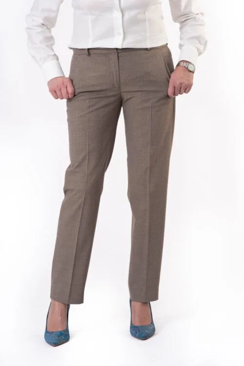 Eleganckie spodnie klasyczne - beżowe ciemne