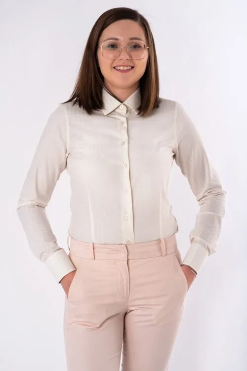 Koszula kremowa elegancka - kurza stopka