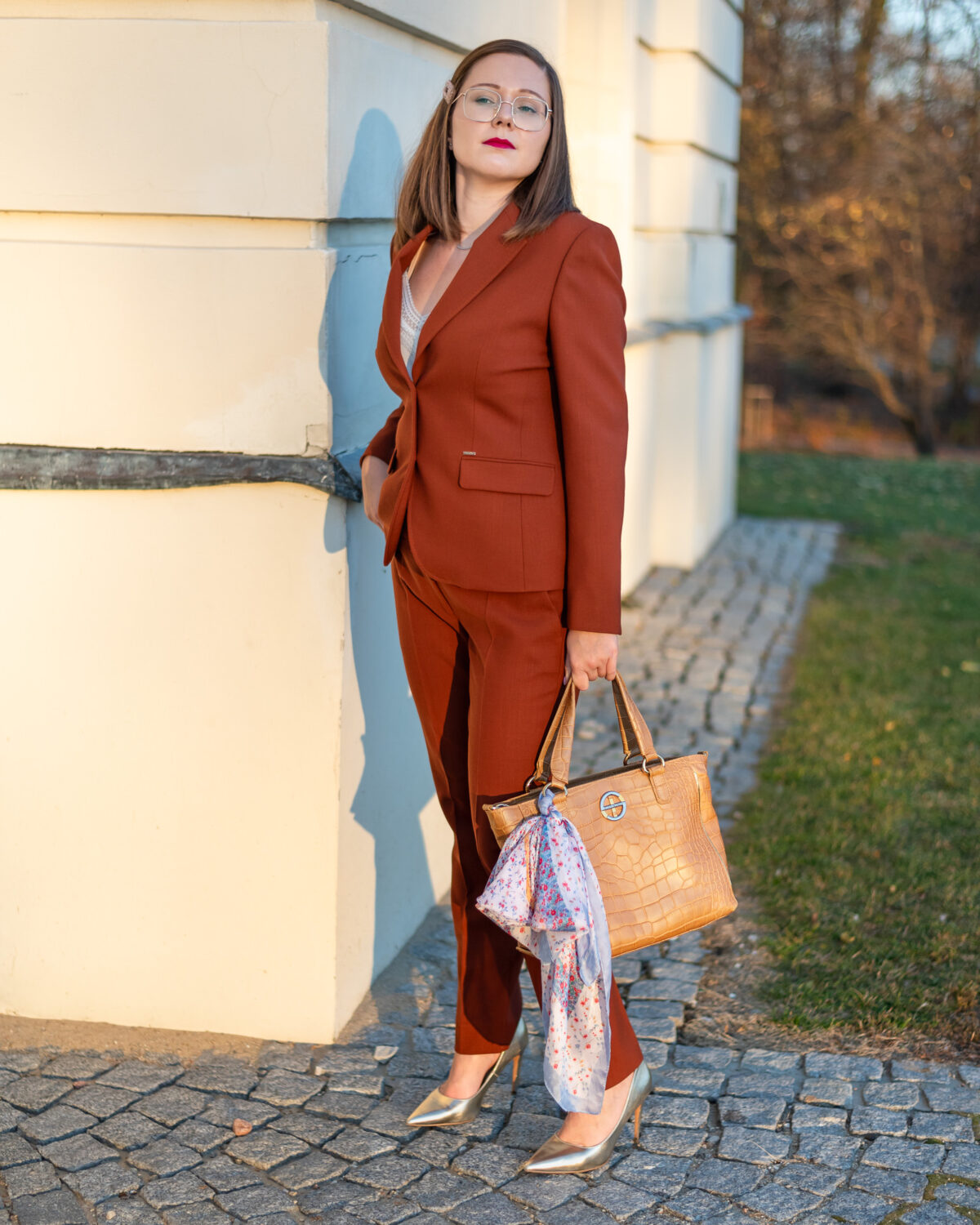 Klasyczne spodnie z wełną jagnięcą Diana — Rudy, zdjęcie 6