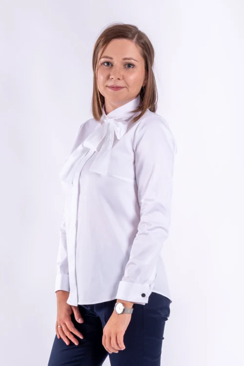 Koszula na spinki z kokardą Hilda - biała